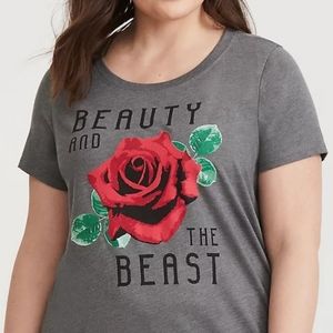 Torrid Beauty and the Beast Grey Rose Graphic Tee ~ 1X